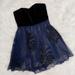 Anthropologie Dresses | Anthropologie Black/Blue Velvet Tulle Embroidered Dress.Perfect For The Holidays | Color: Black/Blue | Size: 4