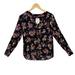 Anthropologie Tops | Anthropologie 28 Of 52 Conversations Top Blouse Floral, Button | Color: Black/Red | Size: 6