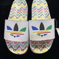Adidas Shoes | Adidas Rainbow Pride Adilette Lite Slipon Slides, Men’s Size 10 | Color: White/Yellow | Size: 10