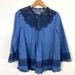Anthropologie Tops | Anthropologie Holding Horses Top Women Size 6 Blue Chambray Lace Long Sleeve | Color: Blue | Size: 6