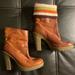 Coach Shoes | Coach Laurette Sweater Brown Genuine Leather Boots High Chunky Heel Size 8.5 | Color: Brown | Size: 8.5