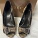 Gucci Shoes | Gucci Peep Toe Shoes In Textile With Leather Inserts.Size 38,5 | Color: Brown/Tan | Size: 38,5