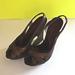 Nine West Shoes | Bronze Colored Leather/Velvet Slingback Nine West Heels Size 7m | Color: Brown | Size: 7