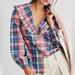 Free People Tops | Free People Women’s Molly Ruffle Top Plaid Size M Nwot | Color: Blue/Pink | Size: M