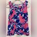 Lilly Pulitzer Tops | Lilly Pulitzer 100% Cotton Blue Pink Floral Ruffle Trim Tank M | Color: Blue/Pink | Size: M