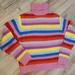 Anthropologie Sweaters | Anthropologie Cashmere Blend Sweater, Chunky Knit, Pink Multi Color Stripe, Nwt | Color: Pink/Yellow | Size: M