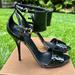 Gucci Shoes | Gucci Sand Pelle S Cuoio Black Patent Ankle Buckle Heeled Sandals Size 7.5 | Color: Black | Size: 7.5