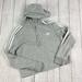 Adidas Tops | Adidas Gray Stripe Crop Hoodie Sweatshirt Size Medium | Color: Gray/White | Size: M