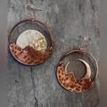 Free People Jewelry | Mind Is Mountains Sun Moon- Copper & Gold Hammered Mismatch Crescent Peak Dangle | Color: Brown/Gold | Size: 1.8” L X 1.1” W