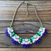 J. Crew Jewelry | 49- J Crew Royal Blue, Peach, Green Crystal Floral Gold Tone Chain Necklace! Euc | Color: Blue/Green | Size: Os