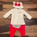 Disney Matching Sets | Baby Girl's 3 Piece Disney Minnie Mouse Christmas Outfit Size 3-6 Months Nwt | Color: Red/White | Size: 3-6mb