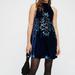 Free People Dresses | Free People Jill's Sequined Blue Crushed Velvet Halter Neck Swing Dress | Color: Blue | Size: S