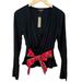 J. Crew Tops | J. Crew Long Sleeve Wrap Top With Tartan Plaid Waist Tie Medium | Color: Black/Red | Size: M