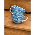 Lilly Pulitzer Dining | Lilly Pulitzer Set Of 2 Ceramic Cups Mugs Blue Floral Mosaic 12 Oz | Color: Blue/White | Size: Os