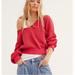 Free People Sweaters | Free People Hot Pink Slouchy Riptide V Neck Balloon Sleeve Pullover Sweater | Color: Pink | Size: Xl