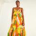 Anthropologie Dresses | Farm Rio Neon Floral Tiered Cotton Maxi Dress | Color: Green/Orange | Size: L