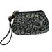 Coach Bags | Coach Leopard Print Wristlet Pouch Wallet Silver Black Metallic Sparkles | Color: Black/Silver | Size: 6"X4"