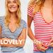 Free People Tops | Free People // Bundle Of 2 V-Neck Tees Red/White Stripes & Navy/White Stripes | Color: Blue/Red | Size: M