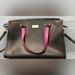 Kate Spade Bags | Kate Spade Ny Black Pink Leather Bottom Studs Detachable Strap Zip Satchel Bag | Color: Black/Pink | Size: Os