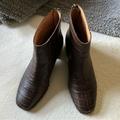 Madewell Shoes | New Katie Croc Embossed Back Zip Ankle Boots From Madewell 6.5 2” Chunky Heel | Color: Brown | Size: 6.5