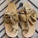 Anthropologie Shoes | Figue Gold Metallic Sandals With Tassels | Color: Gold | Size: 7