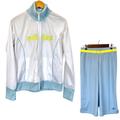 Adidas Pants & Jumpsuits | Adidas Y2k 2008 White & Powder Blue Track Jacket Capris Set Size Medium | Color: Blue/White | Size: M