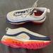 Nike Shoes | Nike Air Max 97 Size 7.5 Midnight Navy Racer Link Laser Orange Women’s Sneaker | Color: Blue/White | Size: 7.5