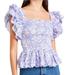 Anthropologie Tops | Love The Label Anthropologie Smocked Peplum Crop Top In Martine Lavender - M | Color: Purple/White | Size: M