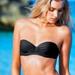 Victoria's Secret Swim | 4/$15 Victoria’s Secret Black Ruched Bandeau Bikini Top Removable Straps 34d | Color: Black | Size: 34d