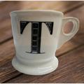 Anthropologie Dining | Anthropologie Coffee Mug Cup T Initial Monogram White Shaving Style Pedestal | Color: Black/White | Size: Os