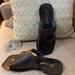 Free People Shoes | Free People Black Leather Sandals Slides 38 7.5 $98 | Color: Black | Size: 7.5