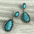 Free People Jewelry | New~ Free People Turquoise Stone Drop Earrings | Color: Blue/Silver | Size: Os