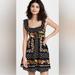 Anthropologie Dresses | Farm Rio Cocoa Paradise Square Neck Black Floral Mini Dress Size M | Color: Black | Size: M