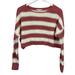American Eagle Outfitters Tops | American Eagle Striped Cropped Crew Sweater Knit Long Sleeve Top Size Xs | Color: Pink/White | Size: Xs
