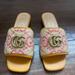 Gucci Shoes | Brand New Gucci Natural Matelesse Slide Sandals Gg Logo Mustard Womens Size 36 | Color: Gold/Orange | Size: 6