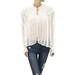 Free People Tops | Free People Buttondown Tunic Top Ruffle White Sheer Oversized Tie M | Color: White | Size: M