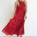 Free People Dresses | Free People Garden Party Maxi Dress In Red Floral Print. Size Small. Red Combo. | Color: Red | Size: S