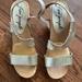 Free People Shoes | Free People Gold Leather Straps 3” Wood Platform Sandals | Color: Gold | Size: 7.5