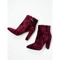 Jessica Simpson Shoes | Jessica Simpson Crushed Velvet Booties 6.5m Worn Once | Color: Red | Size: 6.5m