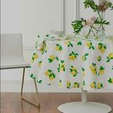 Kate Spade Dining | Kate Spade New York Make Lemonade 70 Inch Round Fabric Citrus Fruit Tablecloth | Color: White/Yellow | Size: 70" Round