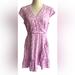 J. Crew Dresses | J.Crew Womens Pink Floral Short Sleeve V-Neck Wrap Dress With Ruffle Hem, Size 4 | Color: Pink/White | Size: 4