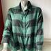 American Eagle Outfitters Tops | American Eagle Shirt Women Size Medium Green Plaid Super Soft Flannel Peplum Top | Color: Green/Red | Size: M