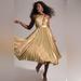 Anthropologie Dresses | Anthropologie Pleated Halter Midi Dress | Color: Gold | Size: 12