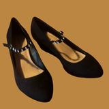 Torrid Shoes | Black Torrid Mary Janes W/ Wedge Heel And Rhinestone Strap -Size 10 | Color: Black | Size: 10