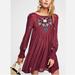 Free People Dresses | Free People Moya Dress Boho Floral Purple Embroidered Ling Sleeve Open B | Color: Blue/Purple | Size: M