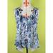 Converse Tops | Converse One Star Women's Xs Loose Fit Blue Floral Sheer Sleeveless Pleated Top | Color: Blue/White | Size: Xs