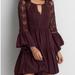 American Eagle Outfitters Dresses | Like New American Eagle Crochet Bell Sleeve Boho Mini Dress Size Medium | Color: Purple/Red | Size: M