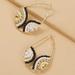 Anthropologie Jewelry | Anthropologie Gold Plated White Black Beaded Wire Wrap Teardrop Hoop Ear | Color: Black/Gold | Size: Os