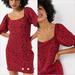 Free People Dresses | Free People Sunset Puff Sleeve Textured Mini Dress In Red Combo. Nwt! Sz L | Color: Blue/Red | Size: L