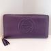 Gucci Bags | Gucci Soho Gg Interlocking Leather Zip Around Long Wallet Purple Authentic | Color: Purple | Size: 7.5”L X 4”H